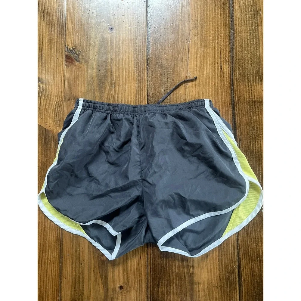Calvin Klein Performance Womens Gray Lime Green Running Shorts Dolphin Hem Small